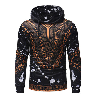 Creative Printed Hooded Men's Pullover Sweater Men