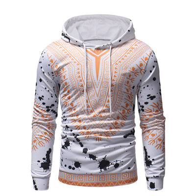 Creative Printed Hooded Men's Pullover Sweater Men