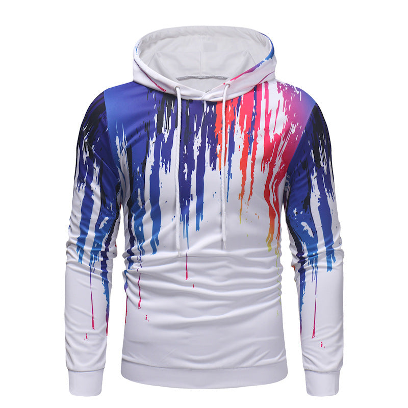 Creative Printed Hooded Men's Pullover Sweater Men