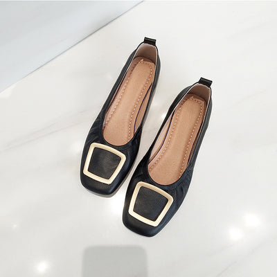 Flat Square Toe Single Shoe With Flat Heels for Women